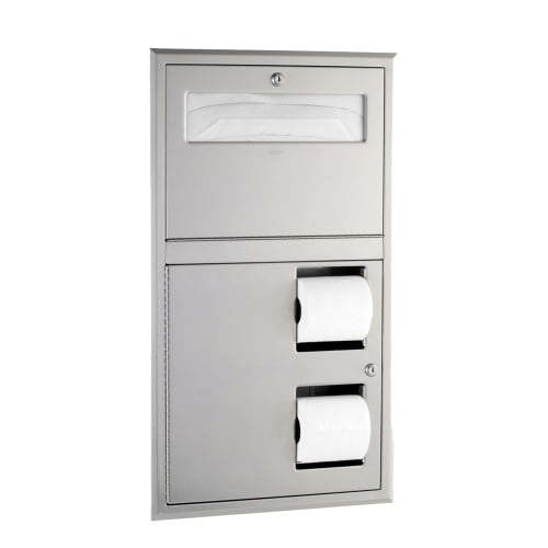 Bobrick B-3474 ClassicSeries Recessed Seat-Cover Dispenser and Toilet Tissue Dispenser